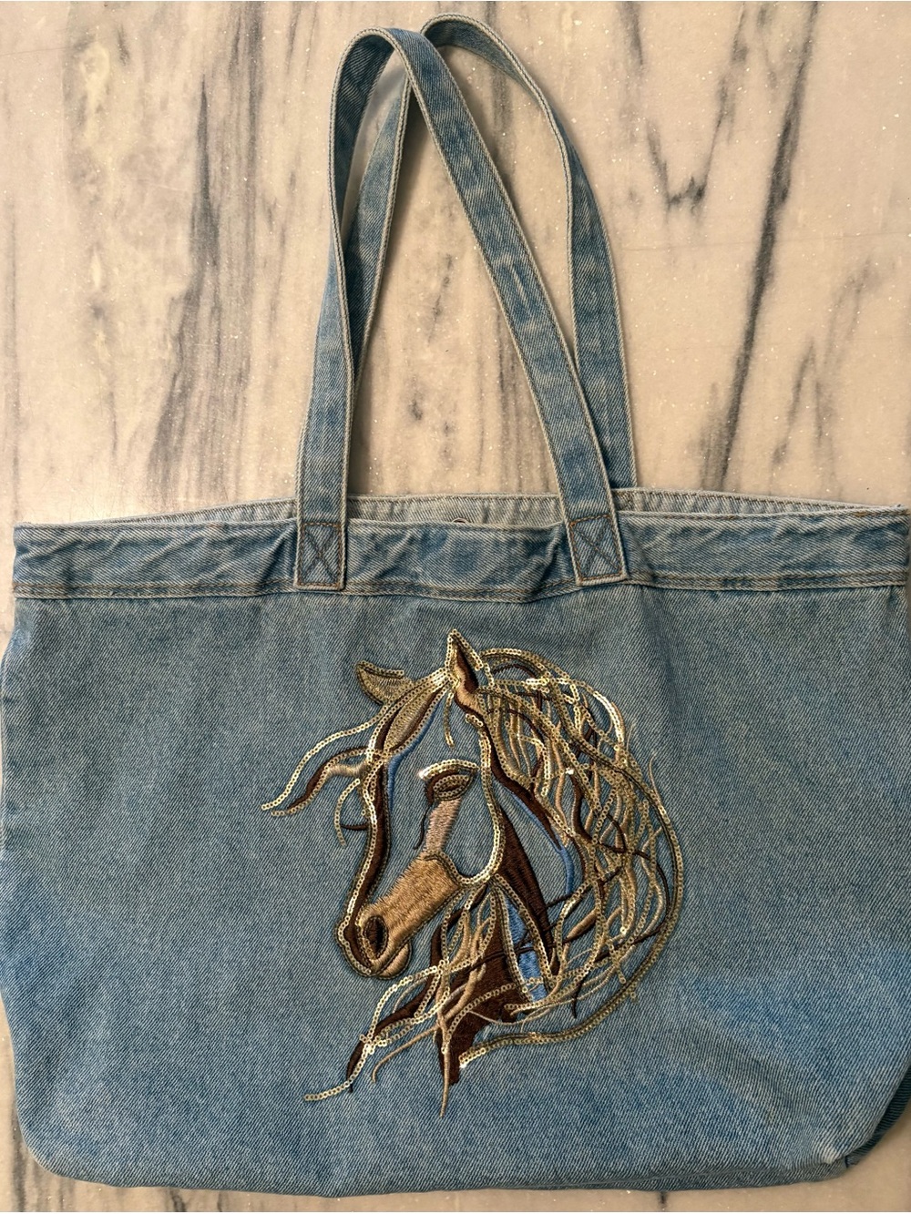 #DG2 By Diane Gilman Women's Embroidered Horse Denim Tote
